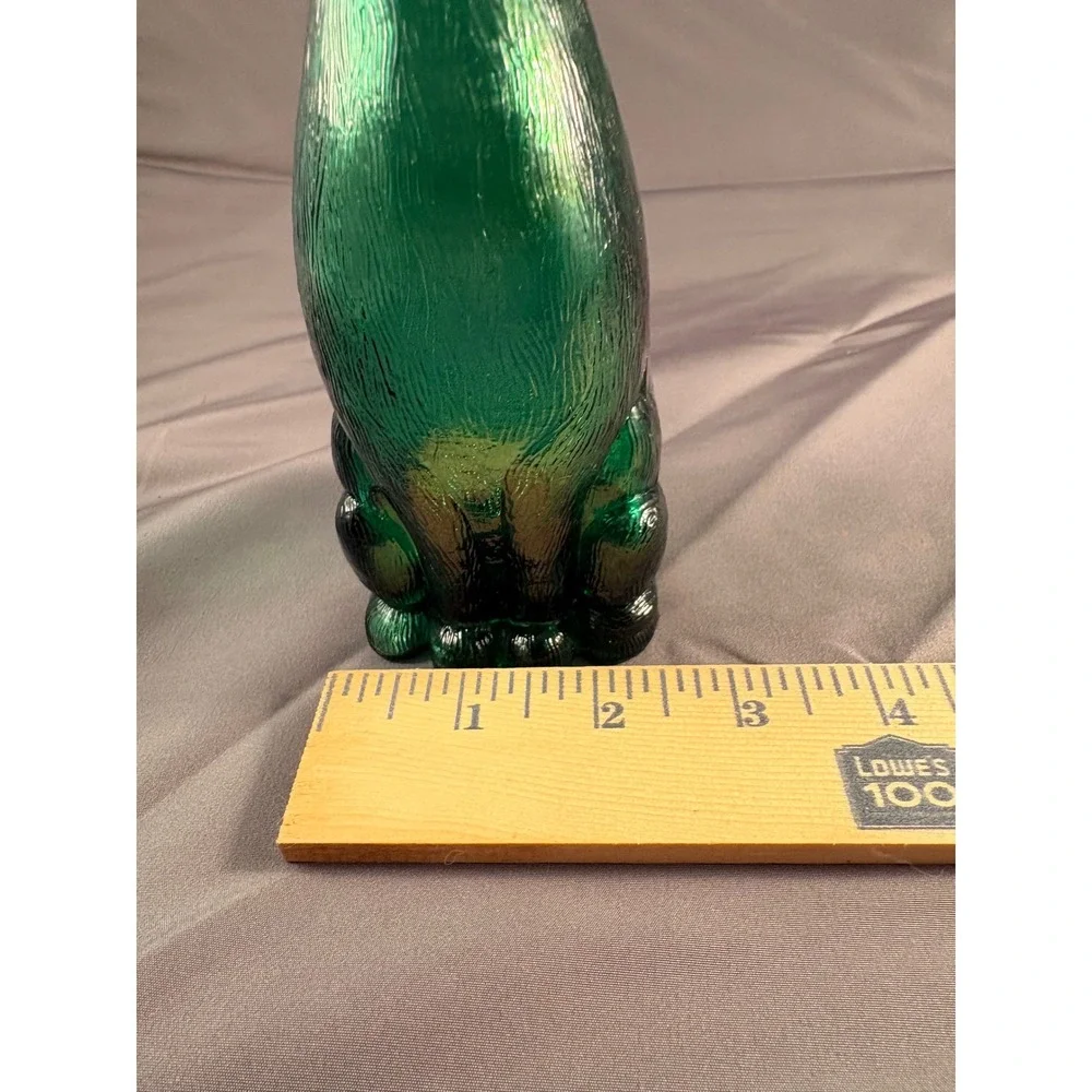 Vintage Emerald Green Glass Dachshund Dog Decanter Figural Bottle Textured 9.5in